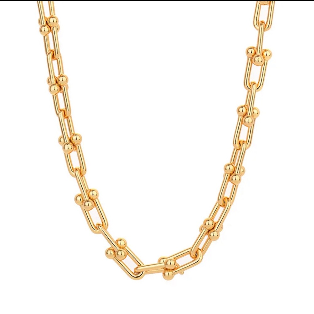 $198 NEW! 18k gold plated Sterling Silver U horseshoe Hardwear link Necklace!